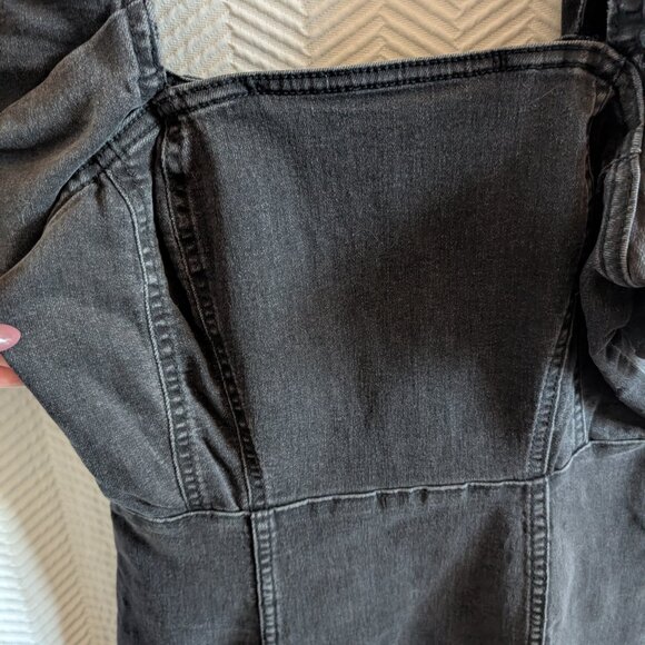 H&M Grey Puff Sleeve Denim Mini Dress Small Bodycon Streetwear - Picture 6 of 11